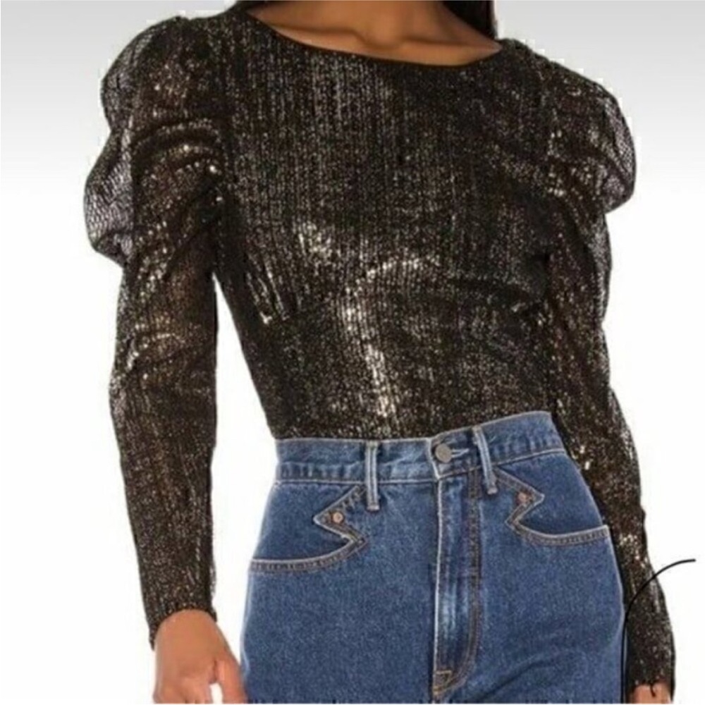 House of Harlow 1960 Black Sequin Blouse